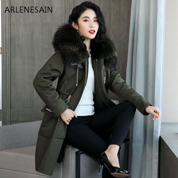 women's fur & faux arlenesain mid-length army green leather jacket with hood 2021 winter, Black
women's fur & faux arlenesain mid-length army green leather jacket with hood 2021 winter, Black