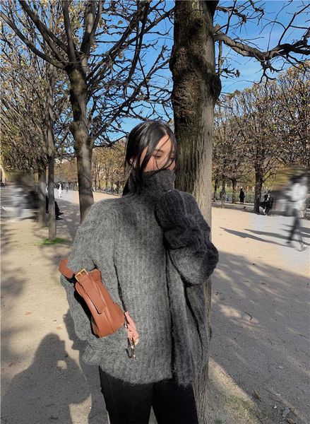 women's sweaters autumn and winter sweater gray turtleneck 2021 style loose lazy pullover thickened harajuku woman clothes, White;black
women's sweaters autumn and winter sweater gray turtleneck 2021 style loose lazy pullover thickened harajuku woman clothes, White;black