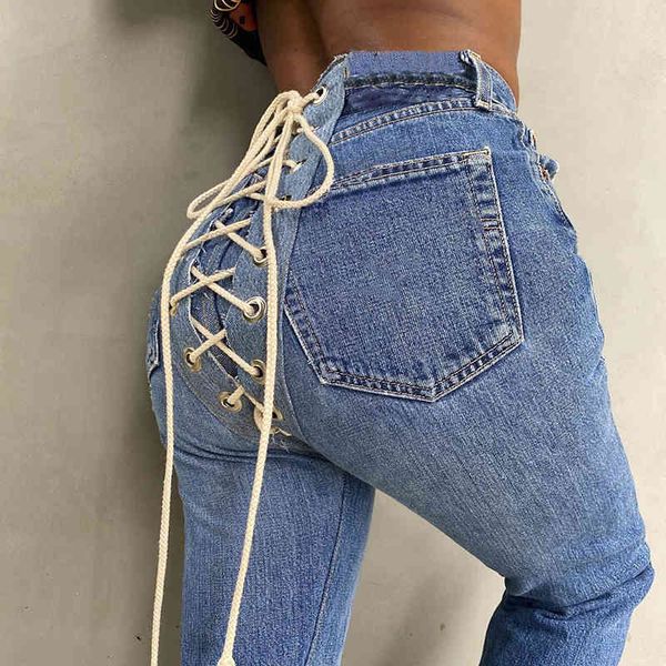 high hopes bandage for women fall fashion streetwear thin pants lace up blue straight jeans
high hopes bandage for women fall fashion streetwear thin pants lace up blue straight jeans