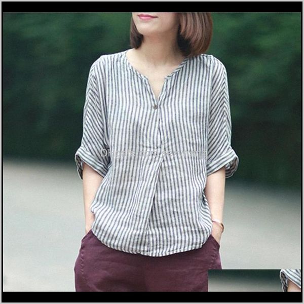 & womens clothing apparel drop delivery 2021 johnature women striped shirts summer batwing sleeve casual blouses linen japanese blouse loose, White
& womens clothing apparel drop delivery 2021 johnature women striped shirts summer batwing sleeve casual blouses linen japanese blouse loose, White