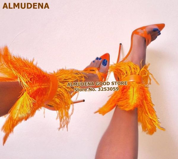 dress shoes almudena orange pink white feather high heel sandals thin heels 3d wing wedding clip toe strappy stage pumps, Black
dress shoes almudena orange pink white feather high heel sandals thin heels 3d wing wedding clip toe strappy stage pumps, Black