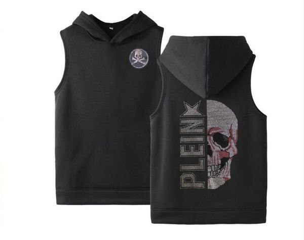 men' tank fashion men hoodies drill hoodie brand streetwear boys vest with hat, White;black
men' tank fashion men hoodies drill hoodie brand streetwear boys vest with hat, White;black