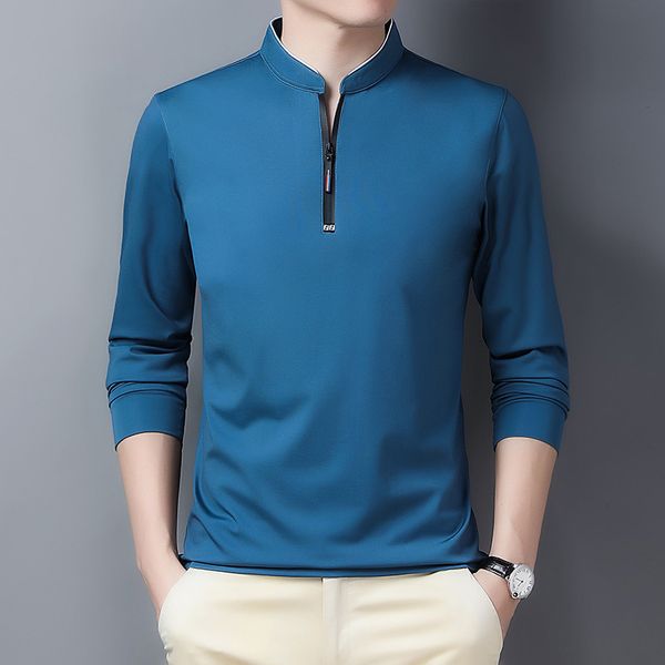 2021 spring and autumn young t-shirt solid color stand collar slim fit thin casual men's long sleeve, Black
2021 spring and autumn young t-shirt solid color stand collar slim fit thin casual men's long sleeve, Black
