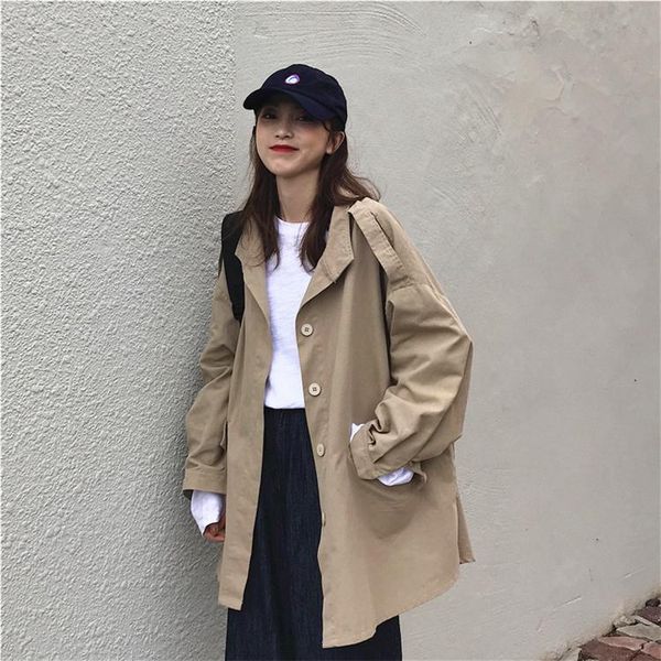fall long sleeve jacket women loose casual khaki coat female plus size lady windbreaker jackets korean woman women's, Black;brown
fall long sleeve jacket women loose casual khaki coat female plus size lady windbreaker jackets korean woman women's, Black;brown