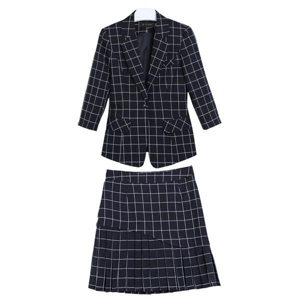 women's two piece pants eas-spring summer and autumn plaid seven-point sleeve small suit female pleated skirt fashion slim slimming pro, White
women's two piece pants eas-spring summer and autumn plaid seven-point sleeve small suit female pleated skirt fashion slim slimming pro, White