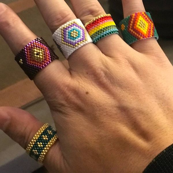 fashion ring bohemian style miyuki rice beads hand woven net red jewelry, Silver
fashion ring bohemian style miyuki rice beads hand woven net red jewelry, Silver
