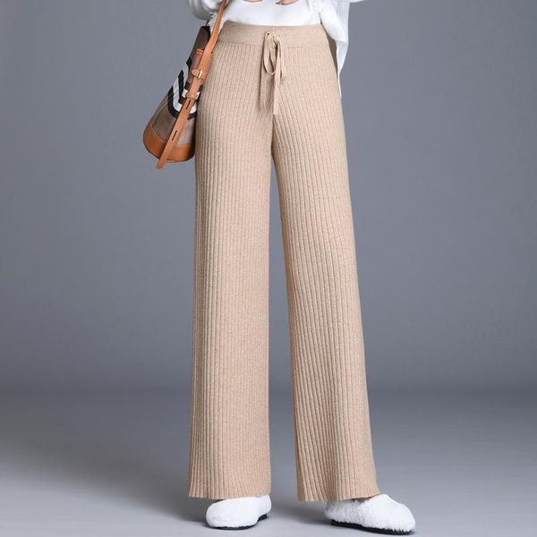 women's pants & capris women high waist knitted wide leg loose casual drawstring straight knit trouser female elegant chic autumn winte, Black;white
women's pants & capris women high waist knitted wide leg loose casual drawstring straight knit trouser female elegant chic autumn winte, Black;white