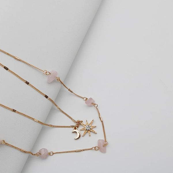 pendant necklaces pink stone necklace star moon pendants double layered luxury for women fashion fine jewelry 2021 a002, Silver
pendant necklaces pink stone necklace star moon pendants double layered luxury for women fashion fine jewelry 2021 a002, Silver