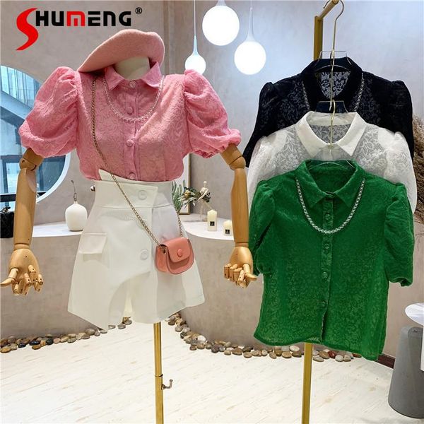 women's blouses & shirts 2021 summer korean french retro puff short sleeve versatile slimming collar shirt for women, White
women's blouses & shirts 2021 summer korean french retro puff short sleeve versatile slimming collar shirt for women, White