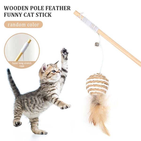 pet cat teaser toys feather linen wand catcher stick interactive wood rod toy with bell supplies
pet cat teaser toys feather linen wand catcher stick interactive wood rod toy with bell supplies