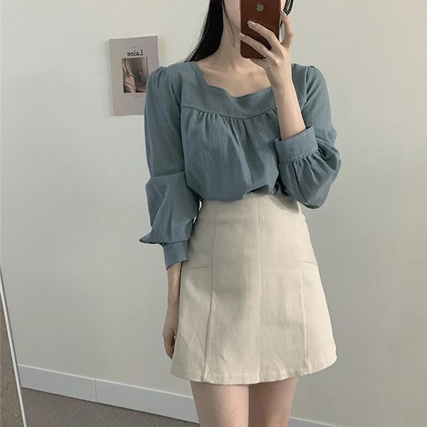 girls spring women suits long sleeves blouse high waist a line skirts two piece sell separately oversize loose women's blouses & shirt, White
girls spring women suits long sleeves blouse high waist a line skirts two piece sell separately oversize loose women's blouses & shirt, White