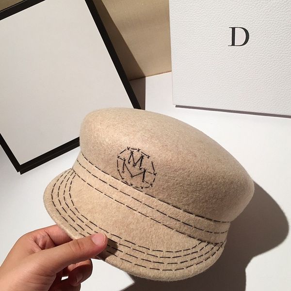 women's autumn and winter high end pure wool flat french little fragrant sea army cap women's versatile m-standard letter, Yellow
women's autumn and winter high end pure wool flat french little fragrant sea army cap women's versatile m-standard letter, Yellow