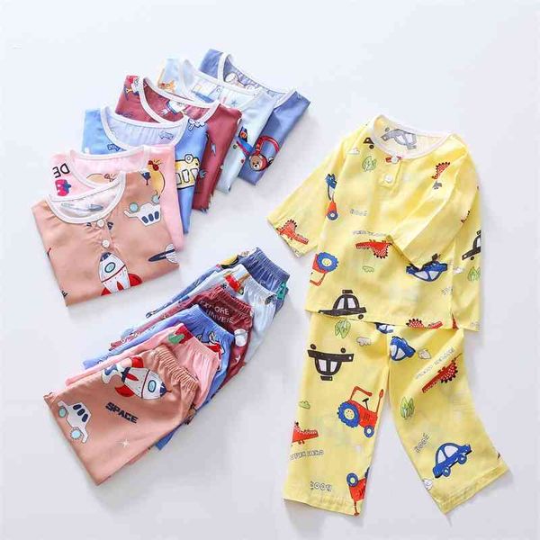 children's cotton silk pajamas suit summer thin air conditioning home clothes for boys and girls, Blue;red
children's cotton silk pajamas suit summer thin air conditioning home clothes for boys and girls, Blue;red