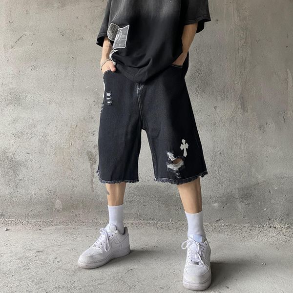 crosin kcn high street loose wide leg fringed cross denim shorts hip hop oversize patch pant, White;black
crosin kcn high street loose wide leg fringed cross denim shorts hip hop oversize patch pant, White;black