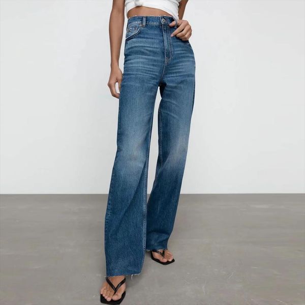 za stretch versatile straight women jeans washed full length blue denim pants pocket loose fashion high waist trousers lady
za stretch versatile straight women jeans washed full length blue denim pants pocket loose fashion high waist trousers lady