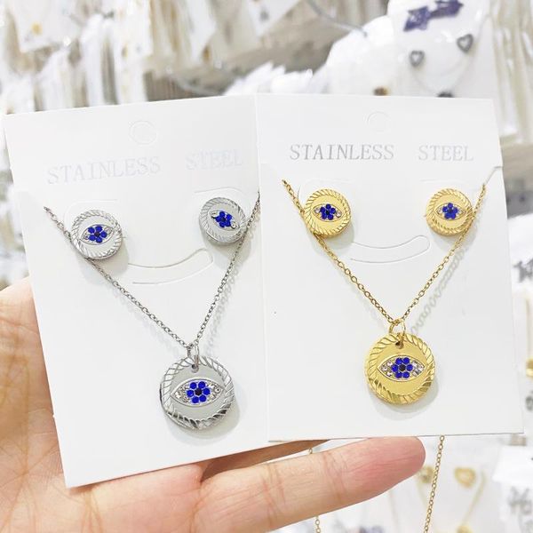 earrings & necklace stainless steel set turkish crystal evil eyes pendant for womens jewelry gold color clavicle chains necklaces, Silver
earrings & necklace stainless steel set turkish crystal evil eyes pendant for womens jewelry gold color clavicle chains necklaces, Silver
