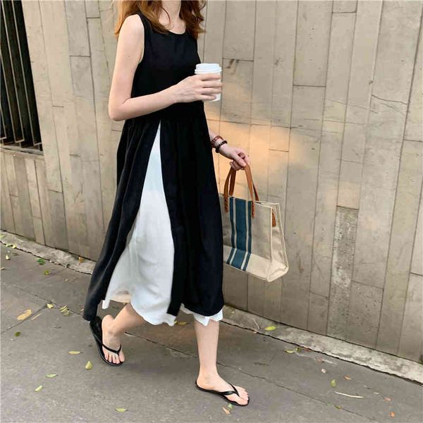 casual dresses women summer white and black patchwork long chiffon tank dress loose sleeveless two layer hem midi sundress 2z31, Black;gray
casual dresses women summer white and black patchwork long chiffon tank dress loose sleeveless two layer hem midi sundress 2z31, Black;gray