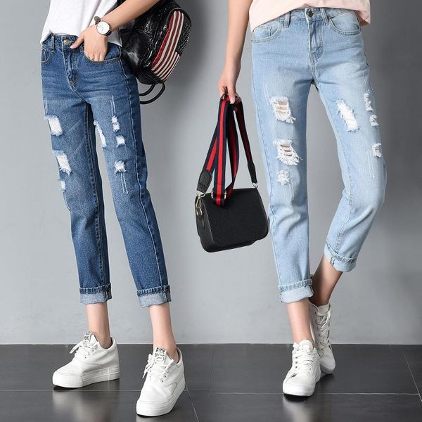 women's jeans casual ripped women summer loose boyfriend holes trousers ankle length capri pants ladies mid waist denim blue
women's jeans casual ripped women summer loose boyfriend holes trousers ankle length capri pants ladies mid waist denim blue