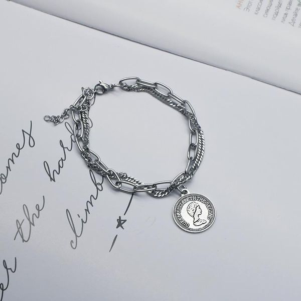 link, chain punk hip hop portrait coin bracelet bohemian retro multilayer geometric pendant fashion female jewelry gift, Black
link, chain punk hip hop portrait coin bracelet bohemian retro multilayer geometric pendant fashion female jewelry gift, Black