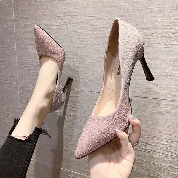 dress shoes women's high-heeled stiletto pointed solid color fashion wild sequined cloth slip-on zapatos de vestir mujer, Black
dress shoes women's high-heeled stiletto pointed solid color fashion wild sequined cloth slip-on zapatos de vestir mujer, Black