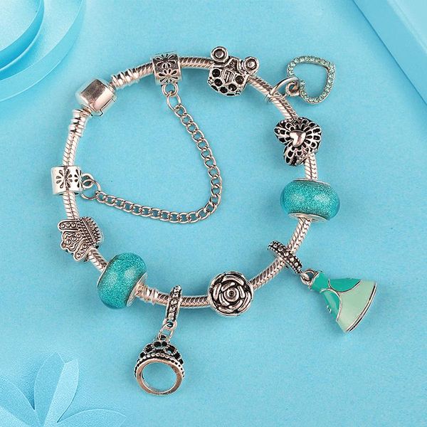 charm bracelets simle fashion blue crystal rincess dress heart endants bracelet bangle for women diy bead silver color, Golden;silver
charm bracelets simle fashion blue crystal rincess dress heart endants bracelet bangle for women diy bead silver color, Golden;silver