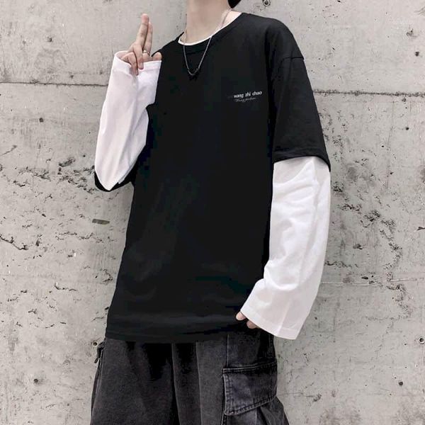 women's t-shirt autumn long-sleeved tshirt women men loose fake two-piece casual wild hedging bottoming shirt students, White
women's t-shirt autumn long-sleeved tshirt women men loose fake two-piece casual wild hedging bottoming shirt students, White