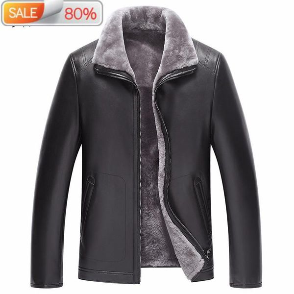 men's leather & faux genuine winter sheepskin coat real wool fur liner warm jacket man veste cuir homme 1503 yy30a, Black
men's leather & faux genuine winter sheepskin coat real wool fur liner warm jacket man veste cuir homme 1503 yy30a, Black