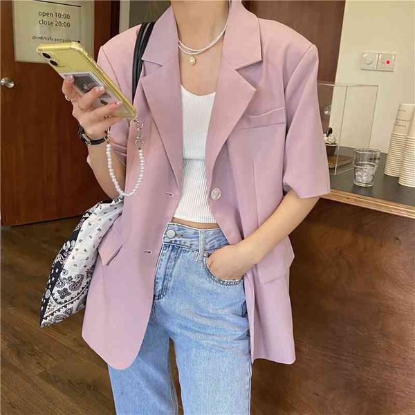 women's suits & blazers pink minimalist solid short sleeve loose femme gentle office lady shoulder pad coats casual new chic all, White;black
women's suits & blazers pink minimalist solid short sleeve loose femme gentle office lady shoulder pad coats casual new chic all, White;black