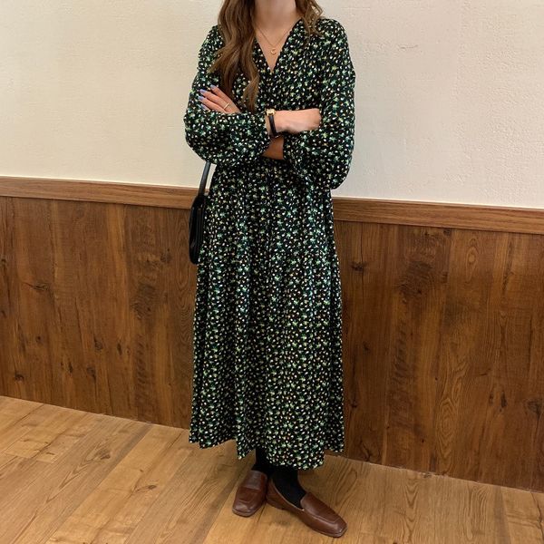 dresses loose feminine draws back v-neck long sleeves skirt fashion high qualitity floral koren style female vestidoes, Black;gray
dresses loose feminine draws back v-neck long sleeves skirt fashion high qualitity floral koren style female vestidoes, Black;gray