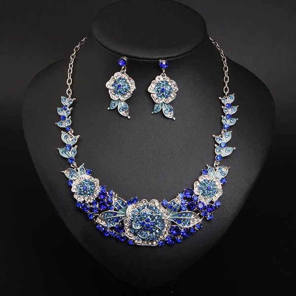 earrings & necklace fashion rose flower enamel jewelry set gold color pink painting bridal sets for women wedding, Silver
earrings & necklace fashion rose flower enamel jewelry set gold color pink painting bridal sets for women wedding, Silver