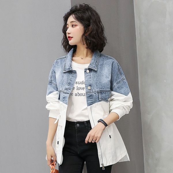 women's jackets patchwork denim hit color drawstring coat spring autumn fashion splice windbreaker jeans h184 vaze, Black;brown
women's jackets patchwork denim hit color drawstring coat spring autumn fashion splice windbreaker jeans h184 vaze, Black;brown
