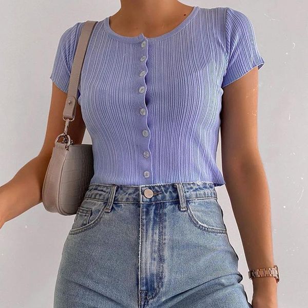 women's t-shirt summer round neck short sleeve 23099 multi color open navel button cardigan top, White
women's t-shirt summer round neck short sleeve 23099 multi color open navel button cardigan top, White