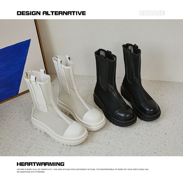 boots women's fashion in summer 2021 pure color net thin cut out thick soled cool boots cowhide chimney, Black
boots women's fashion in summer 2021 pure color net thin cut out thick soled cool boots cowhide chimney, Black