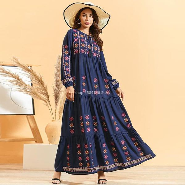 casual dresses chic snowflake embroidered pleated long dress navy blue elegant fashion muslim robe maxi lantern sleeve, Black;gray
casual dresses chic snowflake embroidered pleated long dress navy blue elegant fashion muslim robe maxi lantern sleeve, Black;gray
