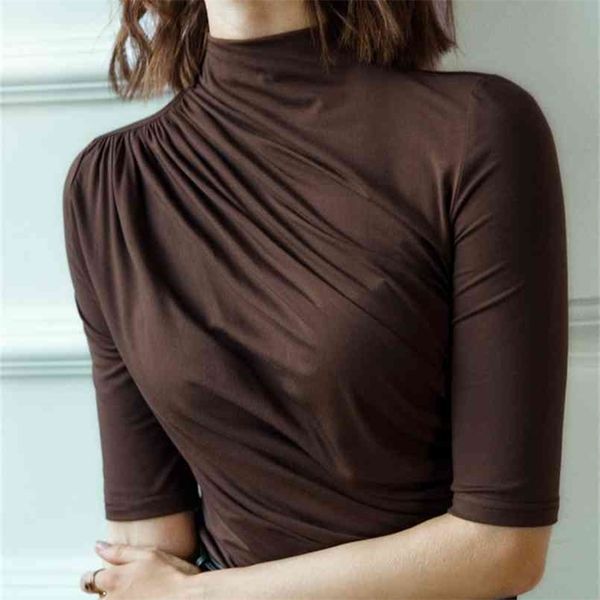 womens soft modal t-shirt half sleeve turtleneck solid color lady basic shirt for spring & autumn causal 210708, White
womens soft modal t-shirt half sleeve turtleneck solid color lady basic shirt for spring & autumn causal 210708, White