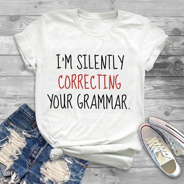 funny teacher im silently womens correcting your grammar english humor summer short sleeve 100% cotton, White
funny teacher im silently womens correcting your grammar english humor summer short sleeve 100% cotton, White