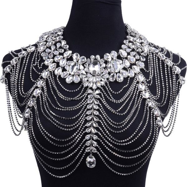 himstory luxury long rhinestone necklace chain bridal shoulder necklace chain collar crystal chain wedding party necklace, White;golden
himstory luxury long rhinestone necklace chain bridal shoulder necklace chain collar crystal chain wedding party necklace, White;golden