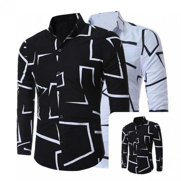 men's casual shirts irregular pattern great geometric print men shirt autumn long sleeve for club, White;black
men's casual shirts irregular pattern great geometric print men shirt autumn long sleeve for club, White;black