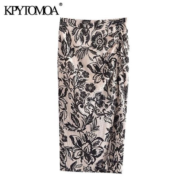 women chic fashion floral print front slit midi skirt vintage high waist side zipper female skirts mujer 210421, Black
women chic fashion floral print front slit midi skirt vintage high waist side zipper female skirts mujer 210421, Black