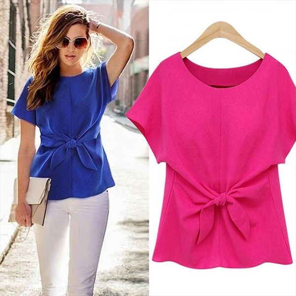 fashion summer short sleeve bow womens blouses knot chiffon tee plus size xxl, White
fashion summer short sleeve bow womens blouses knot chiffon tee plus size xxl, White