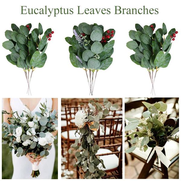 5pcs artificial green eucalyptus leaves branches fake plant flowers for wedding bride bouquets birthday party decor diy wreath decorative &
5pcs artificial green eucalyptus leaves branches fake plant flowers for wedding bride bouquets birthday party decor diy wreath decorative &
