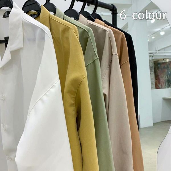 men's casual shirts solid oversize hawaiian shirt button up suit korean fashion streetwear long sleeve 2021 men's clothing, White;black
men's casual shirts solid oversize hawaiian shirt button up suit korean fashion streetwear long sleeve 2021 men's clothing, White;black