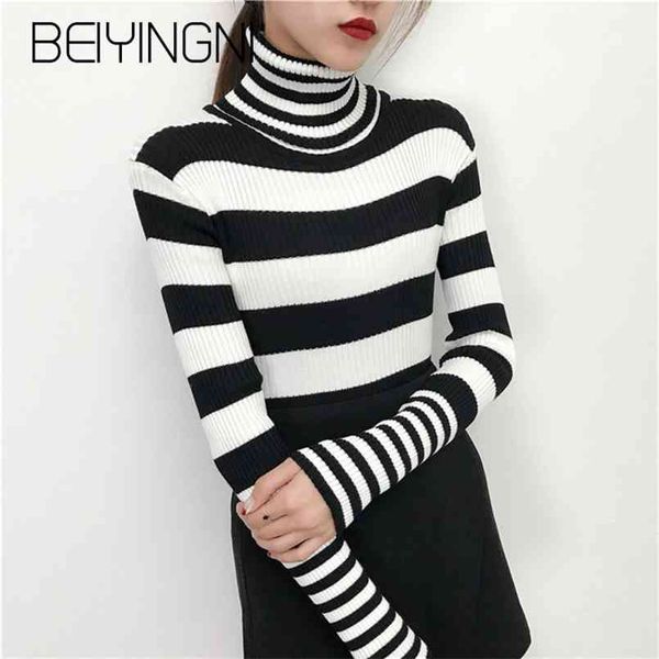 white black striped sweaters for women harajuku vintage friends knit turtleneck pullover female autumn high street 210506
white black striped sweaters for women harajuku vintage friends knit turtleneck pullover female autumn high street 210506