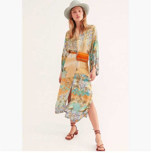bohemian vintage beach kimono swimwear sashes print floral cover up long cardigan holiday summer outing women's, White;black
bohemian vintage beach kimono swimwear sashes print floral cover up long cardigan holiday summer outing women's, White;black