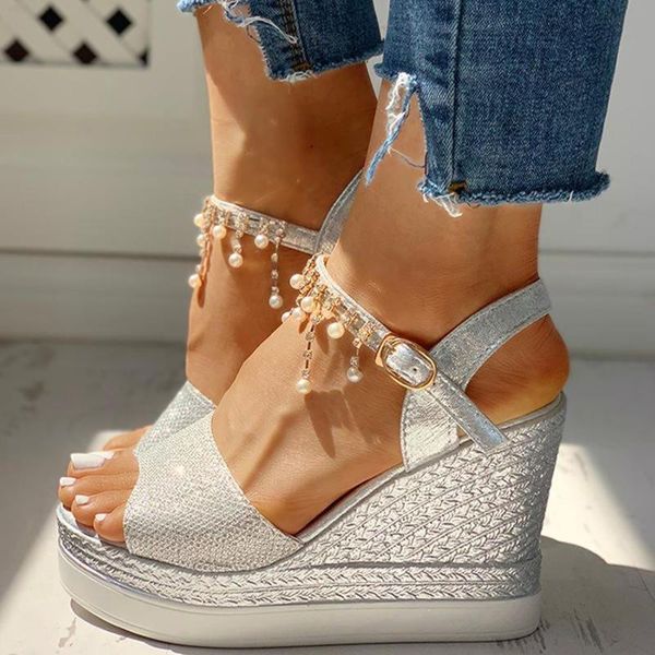 women wedge sandals summer bead crystal platform female high heels shoes buckle strap silver sandalias mujer, Black
women wedge sandals summer bead crystal platform female high heels shoes buckle strap silver sandalias mujer, Black