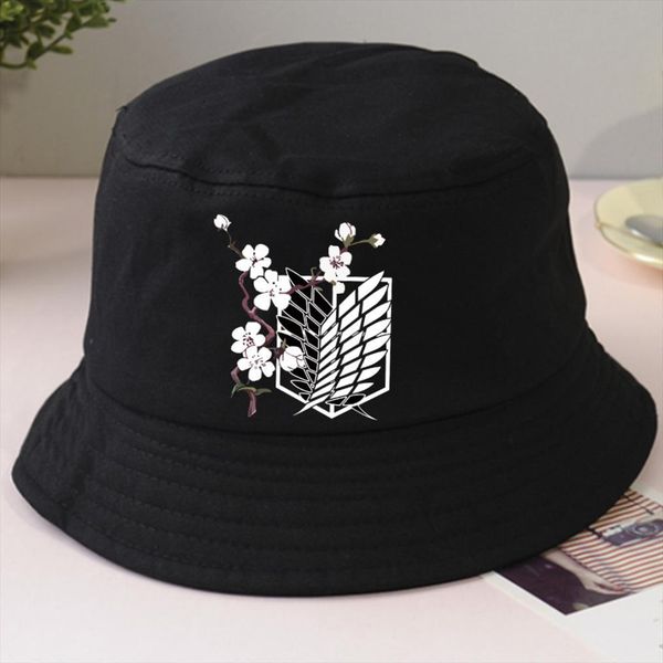attack on titan anime bucket hat casual fashion sunscreen unisex, Blue;gray