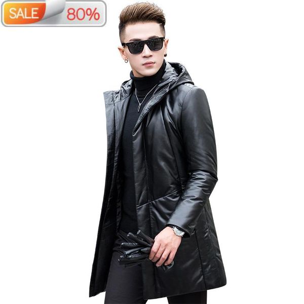 men's leather & faux genuine down winter men long sheepskin jacket hooded masculine coat g02-ahyyq6a03-1 b2a24, Black
men's leather & faux genuine down winter men long sheepskin jacket hooded masculine coat g02-ahyyq6a03-1 b2a24, Black