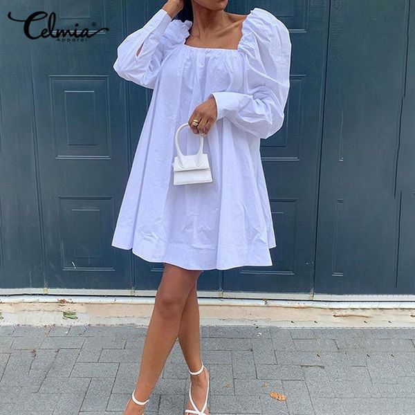 celmia 2021 spring fashion mini dress women elegant puff sleeve casual solid sundress square collar ladies party vestidos dresses, Black;gray
celmia 2021 spring fashion mini dress women elegant puff sleeve casual solid sundress square collar ladies party vestidos dresses, Black;gray