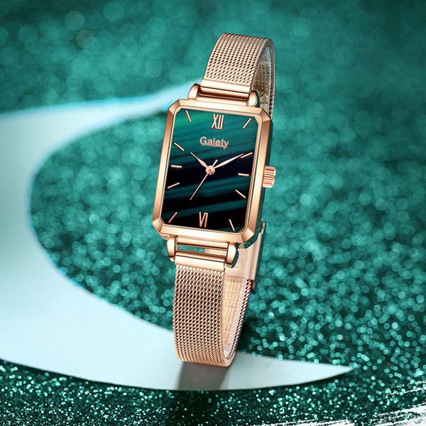 lady watches fashion square ladies quartz watch bracelet set green dial simple rose gold mesh luxury alloy belt black pink white brown color, Slivery;golden
lady watches fashion square ladies quartz watch bracelet set green dial simple rose gold mesh luxury alloy belt black pink white brown color, Slivery;golden