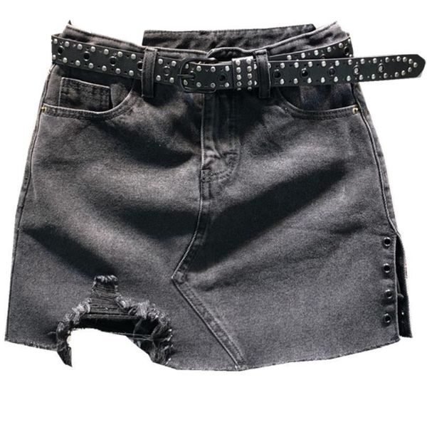 spring denim fashion anti womens skirt light hihg waist hole split mini a line, Black
spring denim fashion anti womens skirt light hihg waist hole split mini a line, Black